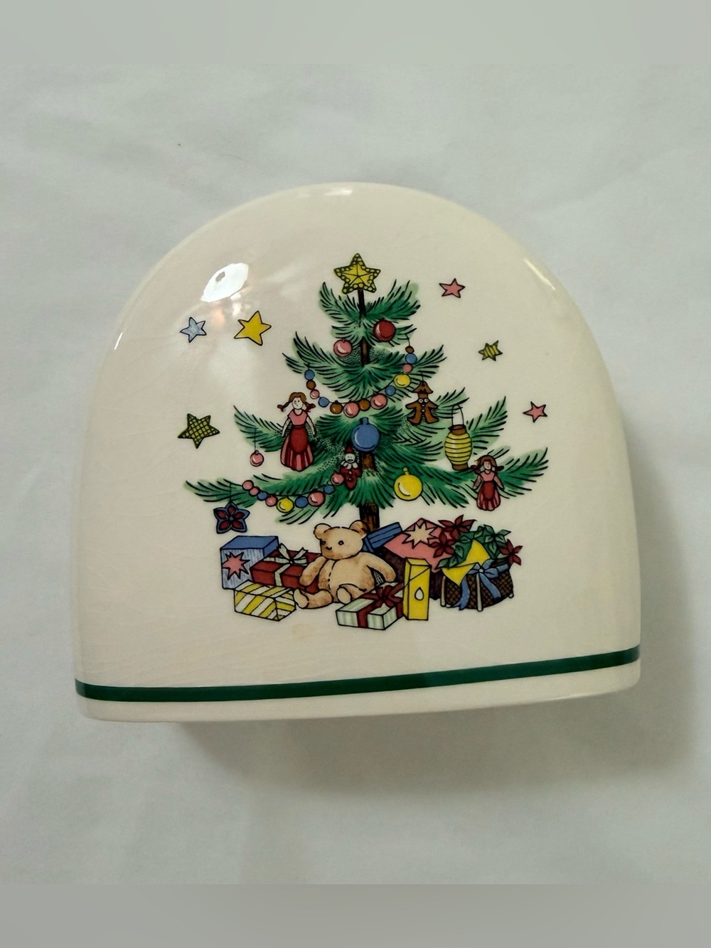 NIKKO Napkin Holder Happy Holidays 
Christmas Tree with Presents